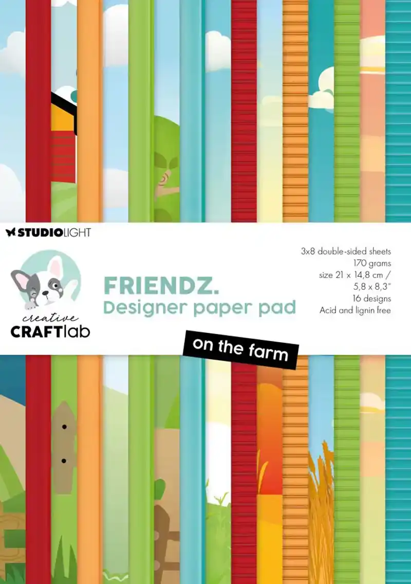 Creative Craftlab Design paper pad On the farm Friendz 210x148x9mm 24 SH nr.308