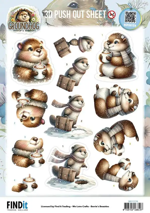 Berries Beauties 3D Pushoutvel GroundhogWinter Bliss