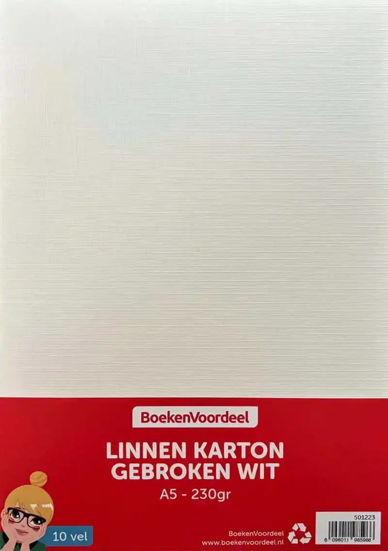 Linnen karton 21x14,8cm 10 vel gebroken wit