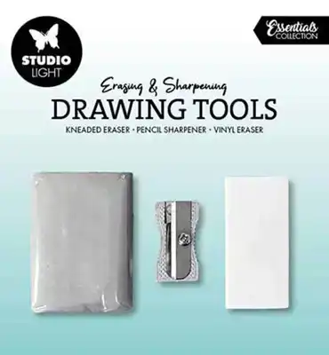 Drawing tools kneaded & vinyl eraser, sharpener
