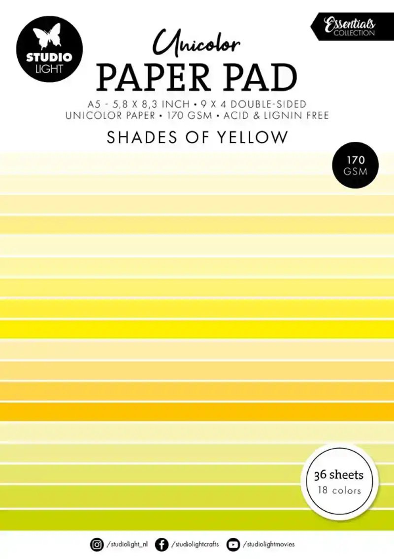 Studio Light unicolor paper pad Shades of yellow