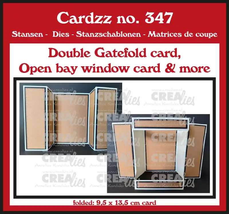 Crealies Cardzz stansen no. 347, Double Gatefold Card / Open Bay Window Card
