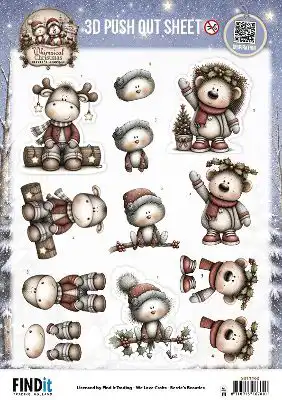 3D Pushout Sheet Berries Beauties Whimsical Christmas Furry Friends