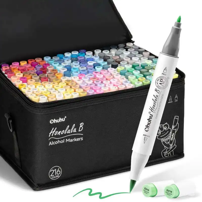 Ohuhu Honolulu B216 Colors Alcohol Markers Dual Tip Set
