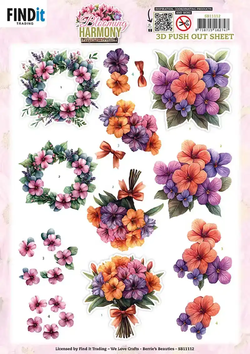 3D Pushout Sheet Berries Beauties Blooming Harmony Blooming Bouquet