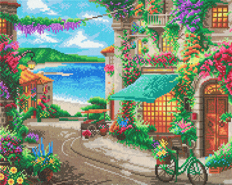 Framed crystal art kit bar in Italië van Thomas Kinkade