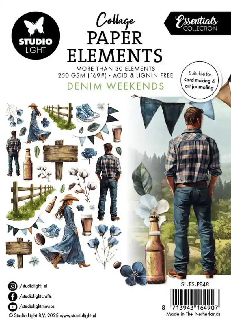 Studio Light Essentials Collage Paper Elements Denim Weekends