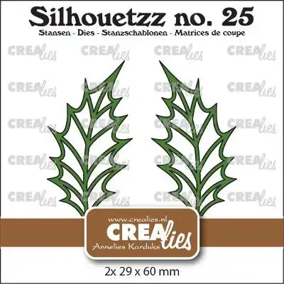 Silhouetzz stansen no. 25, Blaadjes 22 Open Hulstblad groot en spiegelbeeld