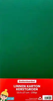 Linnen karton 13,5x27cm 10 vel kerstgroen