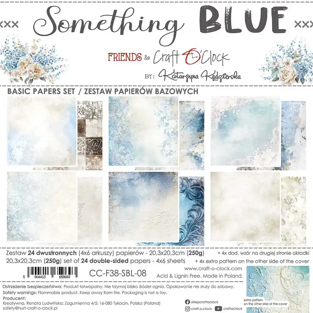 Craft O Clock Something Blue 20x20 Basic Paper Pad