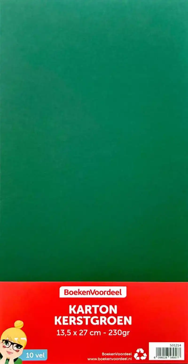 Karton kerstgroen 10 vel 230gr 13,5x27cm
