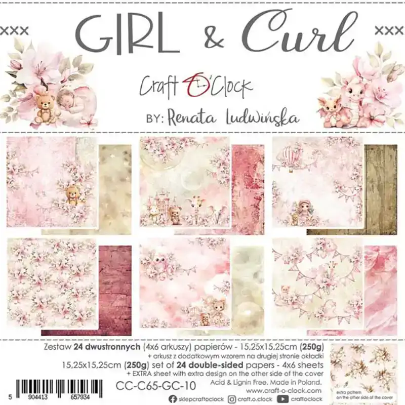 Craft o Clock Girl & curl paperpad 15x15