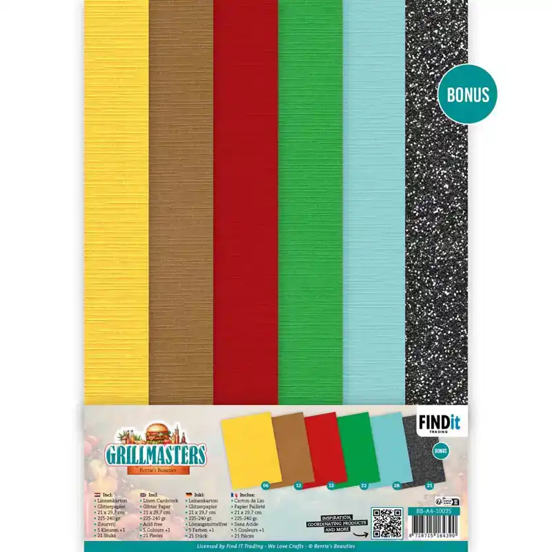 Linen Cardstock Pack Berries Beauties Grillmasters A4