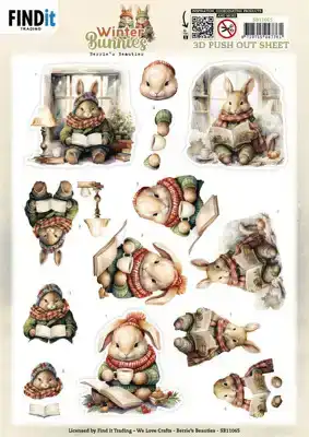 Berries Beauties uitdrukvel Winter Bunnies reading bunnies