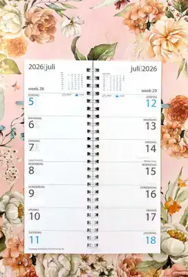 Omleg week kalender 2026 Bloemen getekend