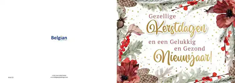 Kerstkaart 2025 kerstdagen met rode kerstbloem