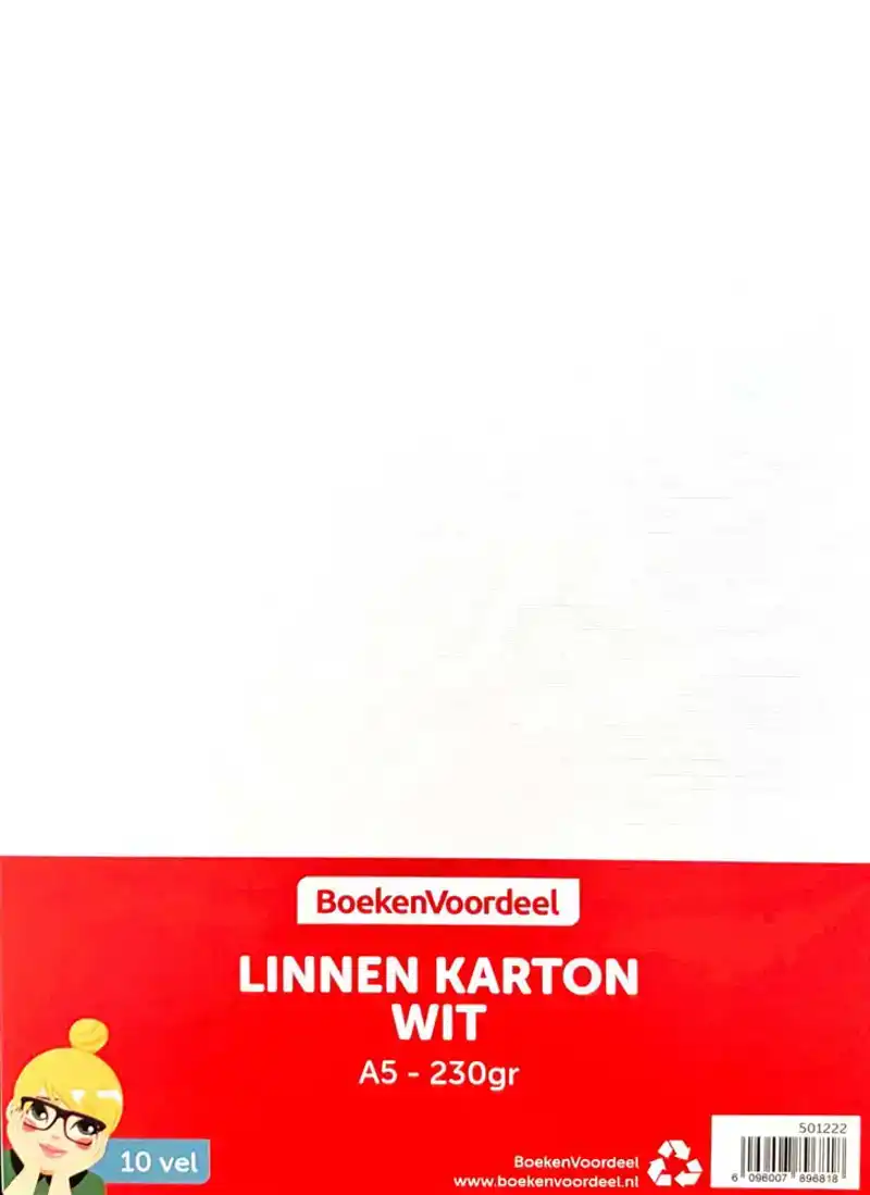 Linnen karton 21x14,8cm 10 vel wit