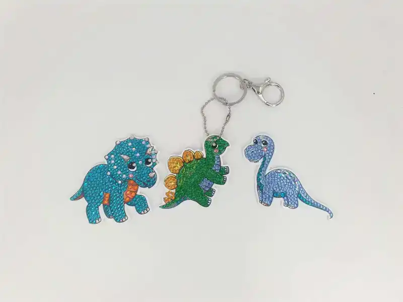 Crystal Art Keyring kit Dinosaur Friends