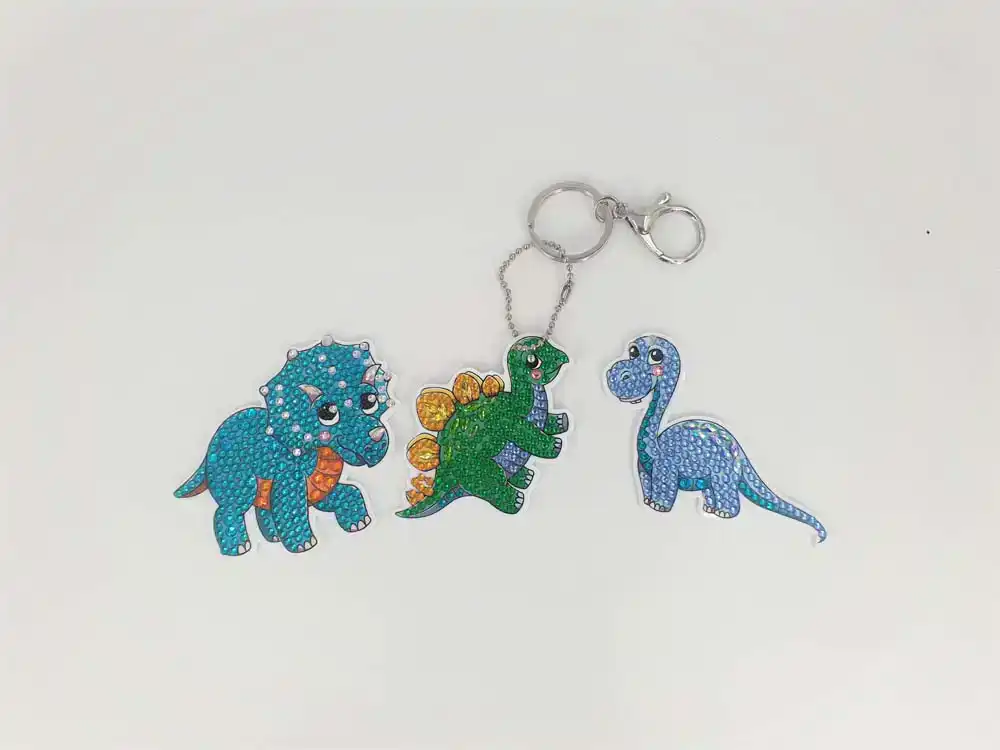 Crystal Art Keyring Kit Dinosaur Friends