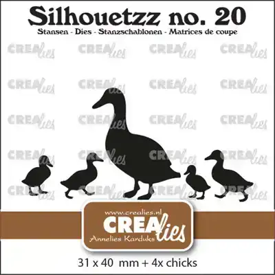 Crealies Silhouetzz Eendjes op een rij