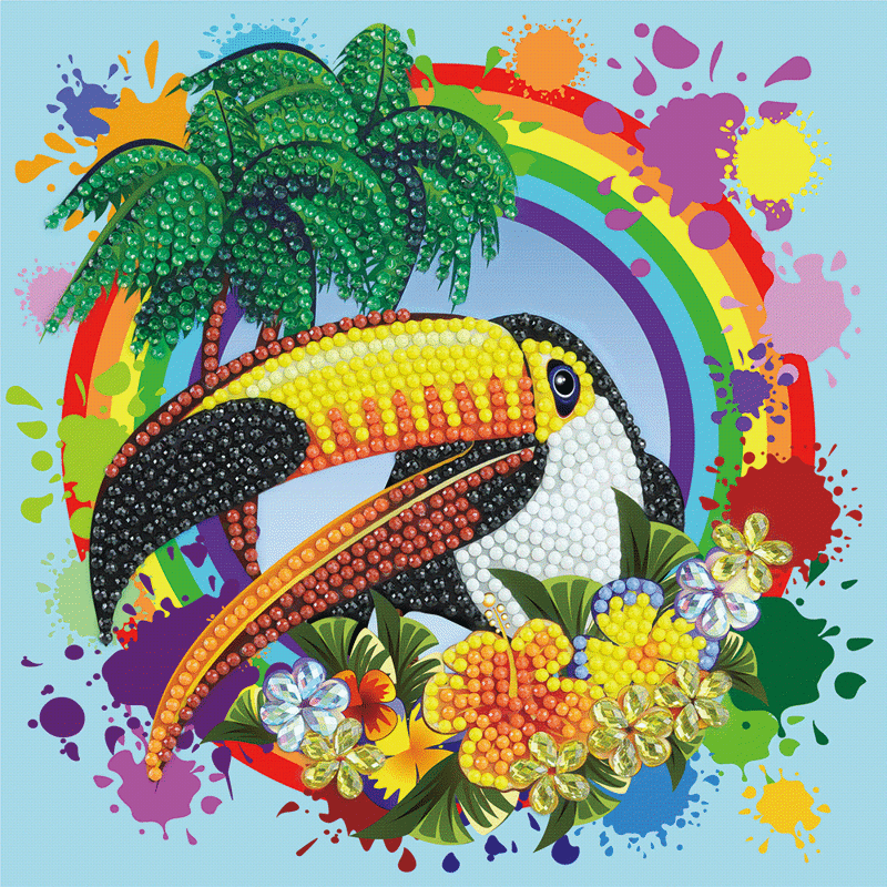 Crystal card kit A78 rainbow toucan 18x18cm