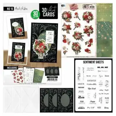 3D Velvet cards A6 Floral christmas