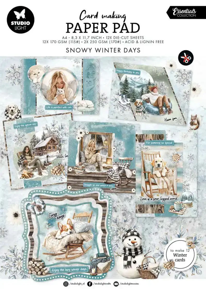 Snowy winter days card making pad 210x294x4mm 14 vel