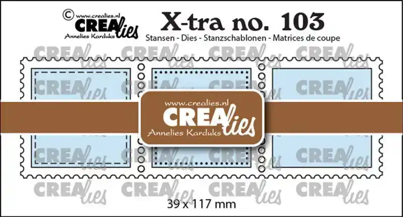 Crealies 3 postzegels vierkant in een rij