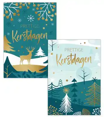 Kerstkaart 2025 Kerstdagen getekend groen goud