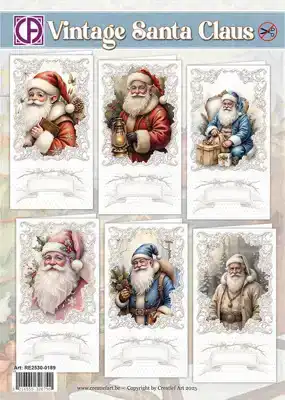 Kaartenpakket Vintage Santa Claus all about christmas