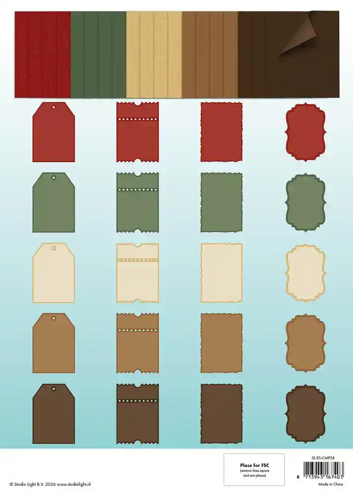 Studio Light Cottage Christmas Essentials Card Making Pad 127x178mm