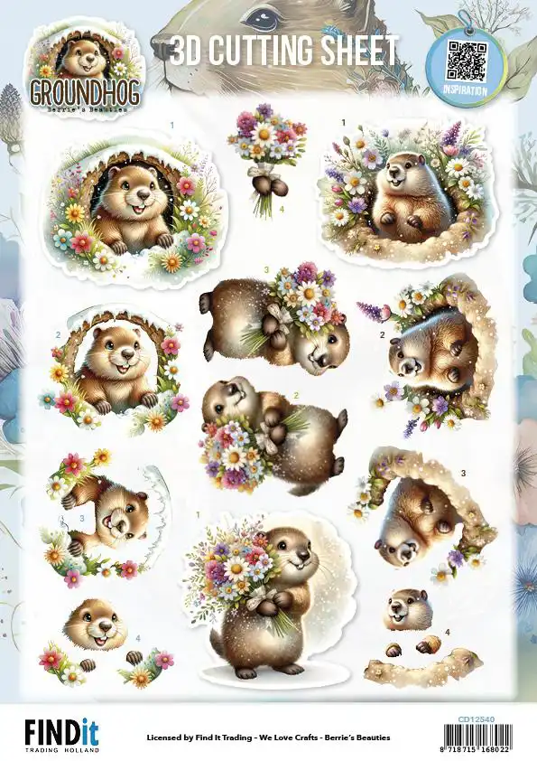 Berries Beauties 3D Knipvellen Groundhog Little Gentlemen/ Spring Moments