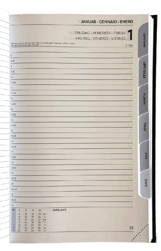 Dagagenda met tab 2027 zwart