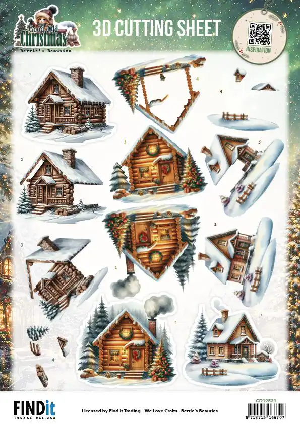 3D Knipvellenset Berries Beauties Good Old Christmas Girl en Houses