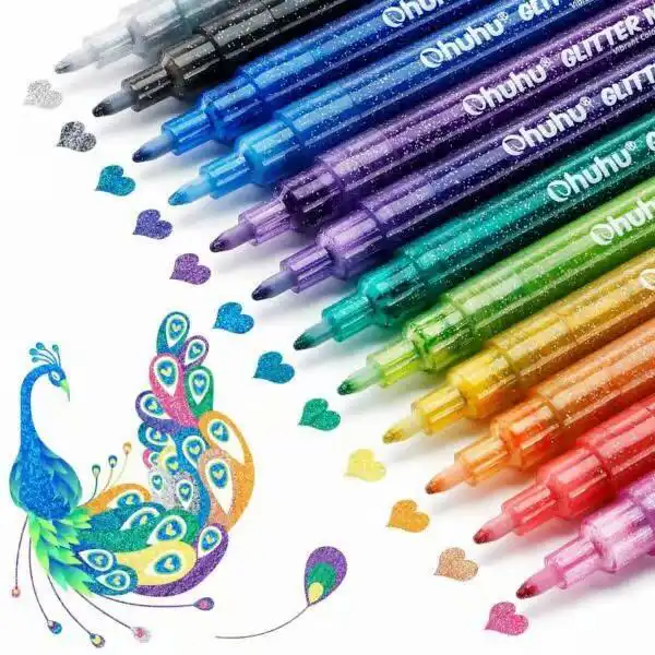 Ohuhu Glitter Metallic Marker Pens set van 12