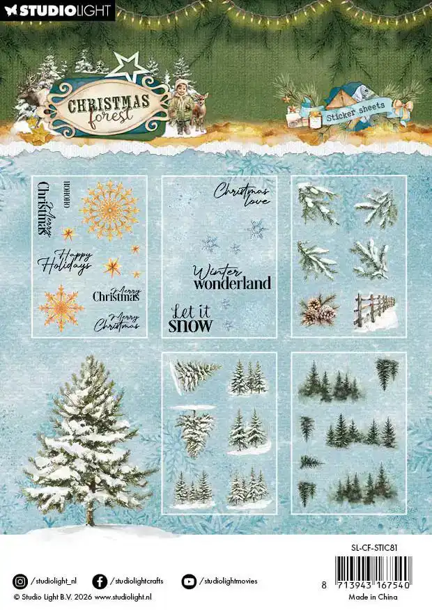 Studio Light Christmas Forest Stickers Elementen & Teksten - Transparant