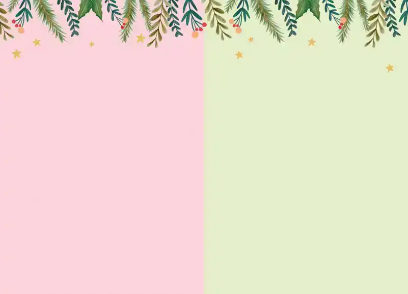 Kerstkaart 2025 kerstdagen groen boom/ kerstdagen roze kerstbal