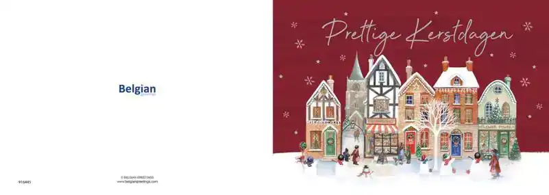 Kerstkaart 2025 Kersthuisjes rood en blauw