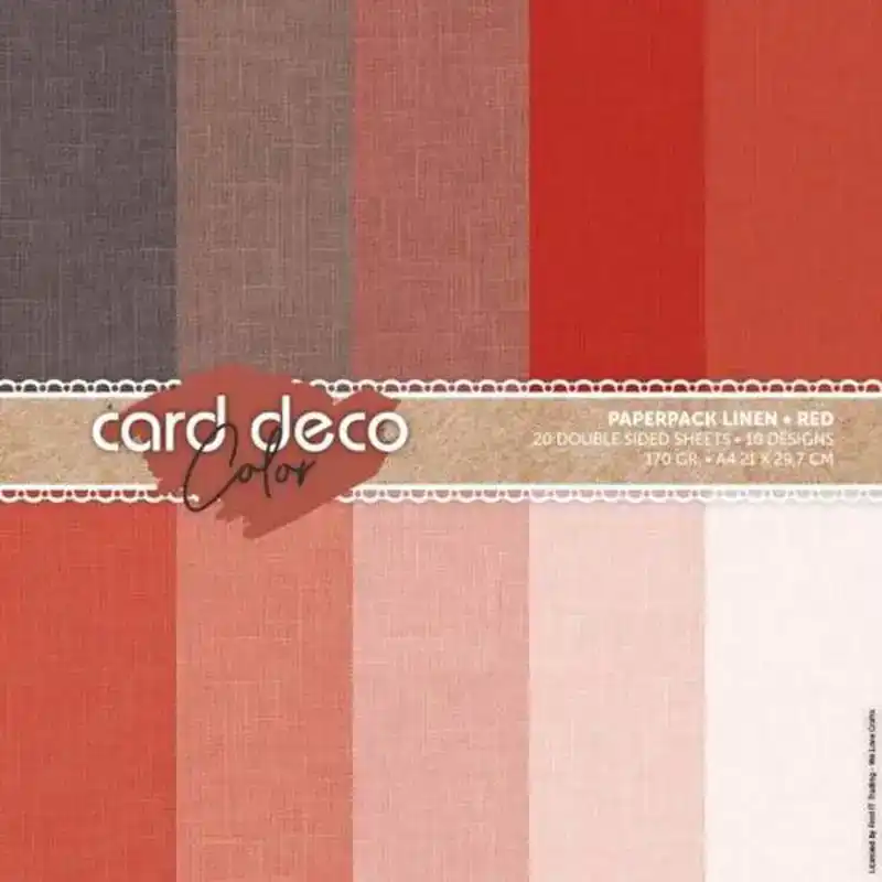 Card deco color paperpack Linen Red A4
