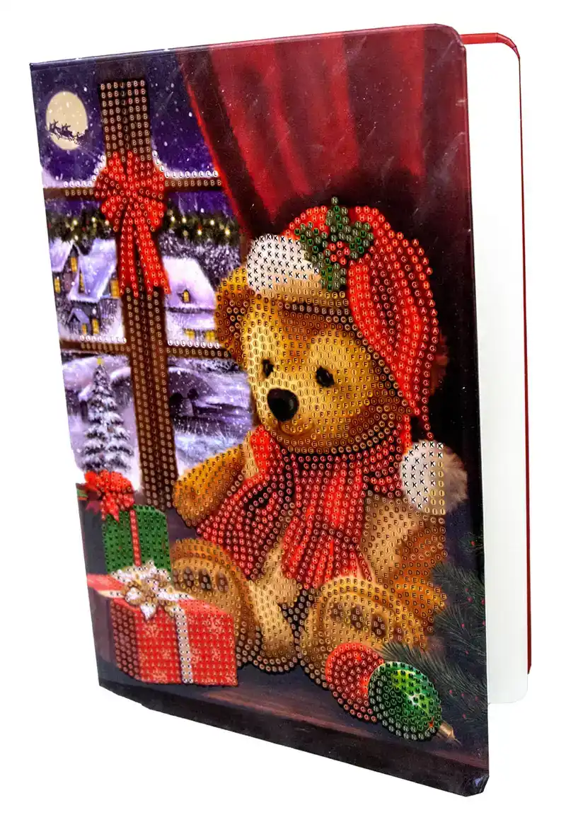Crystal art notebook 18x26cm Festive Teddy