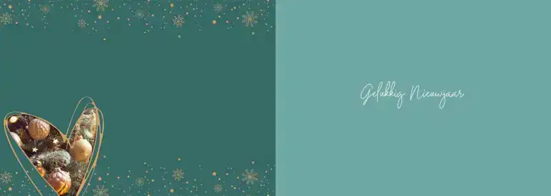Kerstkaart 2025 kerstdagen 4 afbeeldingen blauw en groen
