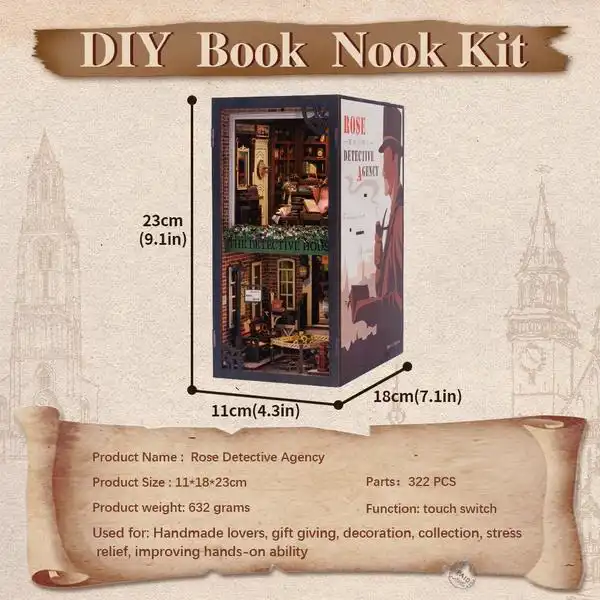 Cutebee DIY Booknook Rose Detective Agency