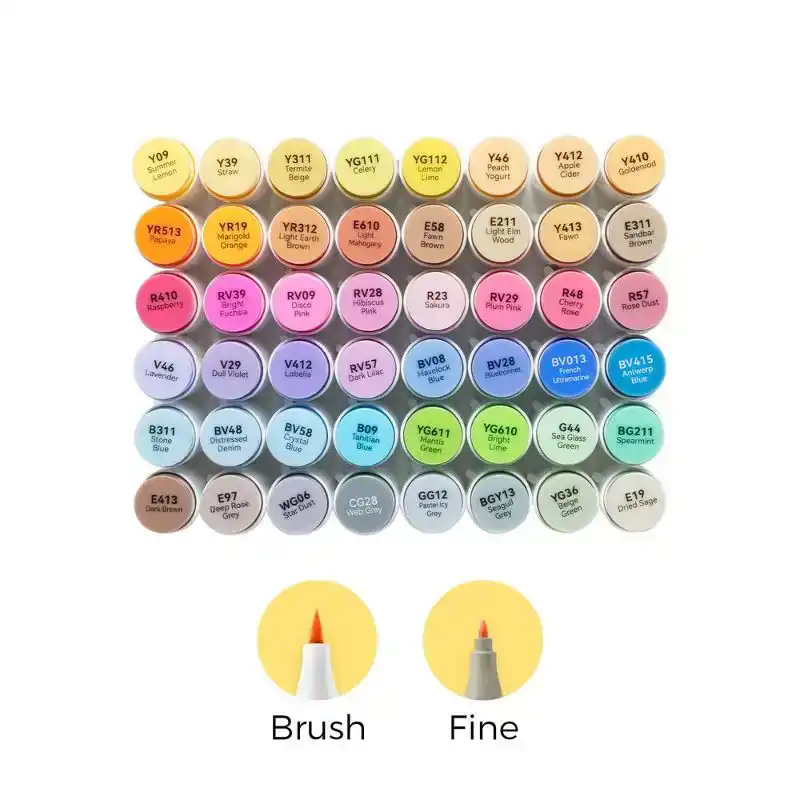 Ohuhu Honolulu B48 Mid-Tone Colors Alcohol Markers Dual Tip Set