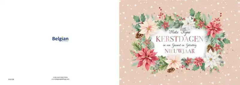 Kerstkaart 2025 kerstdagen krans bloemen