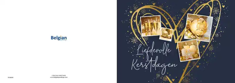 Kerstkaart 2025 kerstdagen 4 afbeeldingen blauw en groen