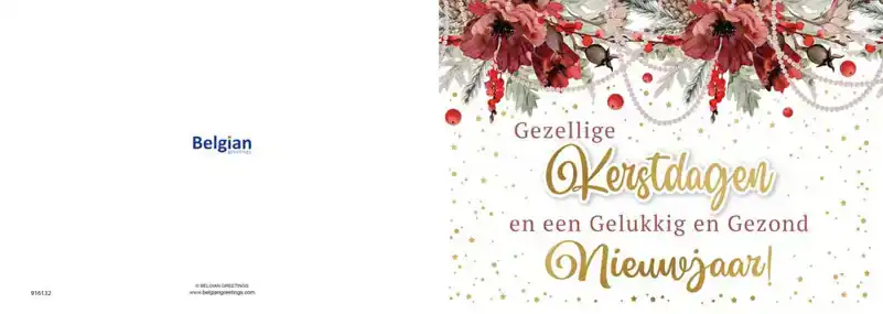 Kerstkaart 2025 kerstdagen met rode kerstbloem