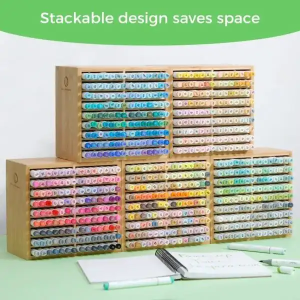 Ohuhu Bamboo Marker Organizer voor 126 markers (zonder markers)