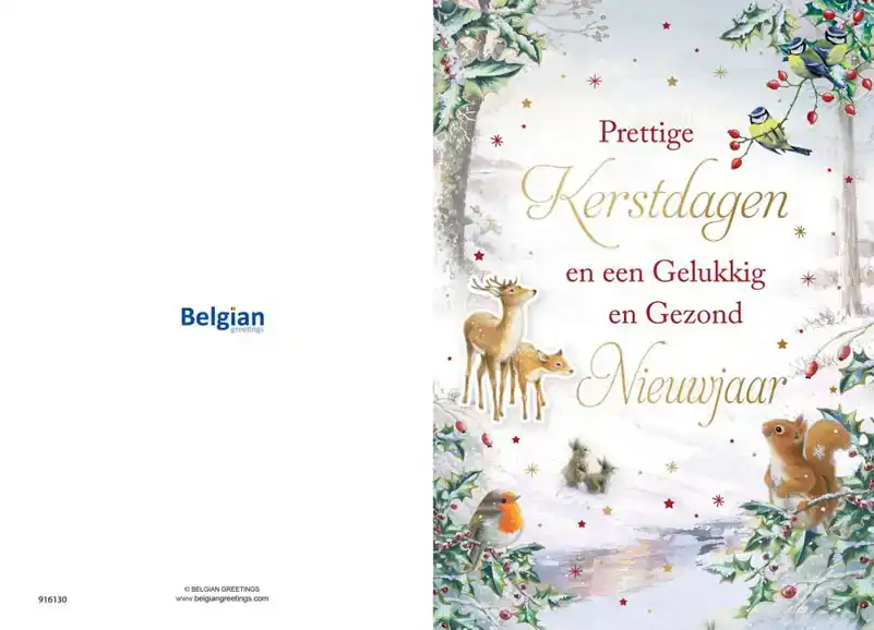 Kerstkaart 2025 Prettige kerstdagen bosdieren