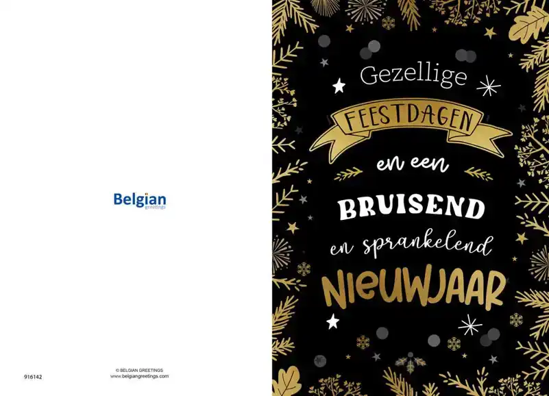 Kerstkaart 2025 Kerstdagen wit goud / zwart goud