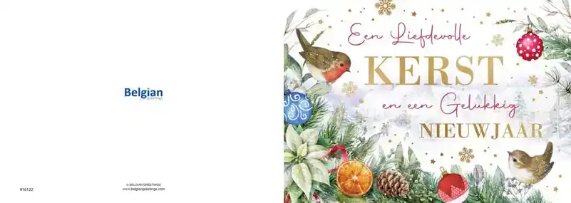 Kerstkaart 2025 kerstdagen tak ballen/ kerst diertjes